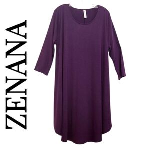 Zenana Purple 3/4 Sleeve Dress 3X NWOT NEW